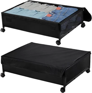 Confezione 2 Portaoggetti Sotto Letto Con Ruote, 48L Grande Capacità Sotto Letto - Foto 1 di 8