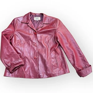 Women’s Red Size 52 Bargello Italian Leather Factory Vintage Blazer Jacket - Picture 1 of 8