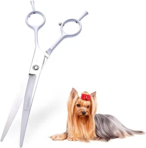 LovinPet Forbici Toelettatura Cani 7" Taglio Sicuro Forbici Curve Diradamento Bianco - Foto 1 di 7
