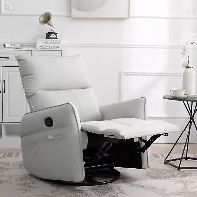 Modern Manual Swivel Chair 360° Rocking Nursery Chair Fabric Upholstered Gray • 294.39$