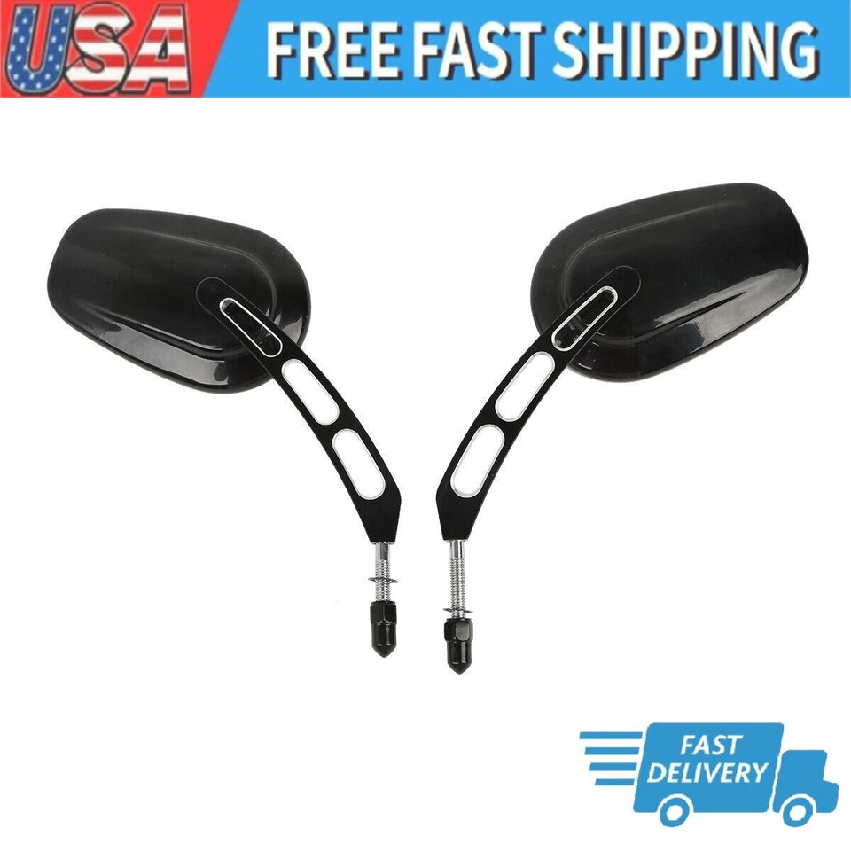 Gloss Black Rear View Mirrors Fit For Harley Touring Street Road Glide Sportster - Imagem 1 de 4