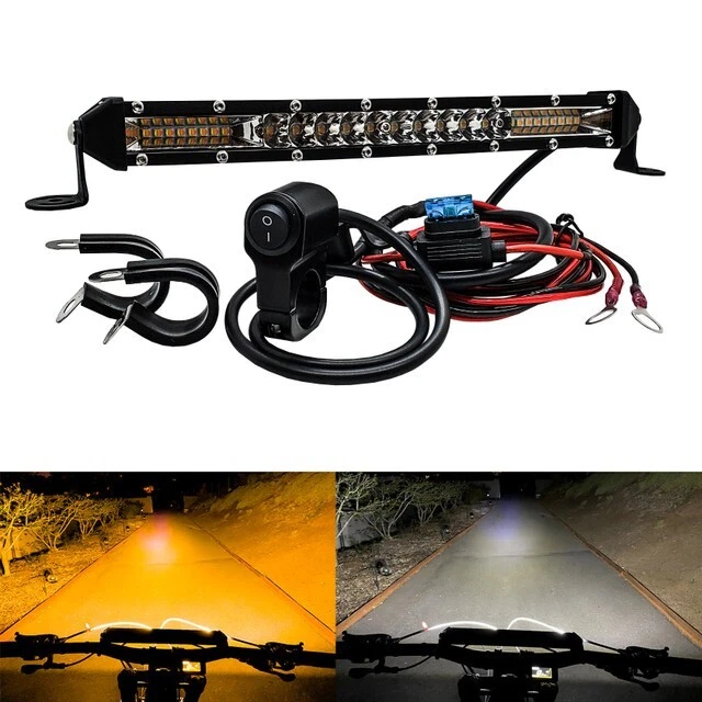 Dual Color LED head light bar kit Handlebar for KLX110 CRF110 amber white - Image 1 of 4