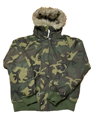 Chaqueta de bombardero Polo Ralph Lauren Glissade de piel sintética con capucha camuflada para hombre talla 2XL Foto 1 de 3