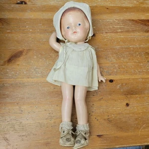 Vintage antike Komposition Baby Puppe Nancy mit Haube & Kleid Sammlerstück Spielzeug - Bild 1 von 20