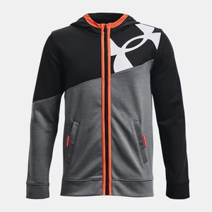 NWT Under Armour Boys Long Sleeve Hooded Full Zip Summit Jacket, Red/Grey, Sz L - Picture 1 of 18