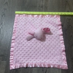 Blankets & Beyond Minky Dot Bunny Rabbit Security Blanket Pink Trim Satin Lovey - Picture 1 of 3