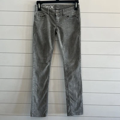 Pantalones Hurley Mujer 25 Gris Pana Ajustados Ajustados Tiro Bajo Patinador Actual 25x32 Foto 1 de 4