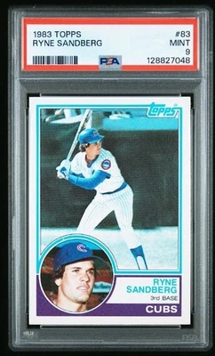 Ryne Sandberg Cubs Hof Rookie RC 1983 Topps #83 PSA 9 como nuevo centrado recién graduado Foto 1 de 2