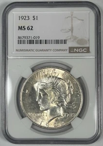 1923 Peace Silver $1 Dollar Coin Toned NGC MS 62 - Picture 1 of 2