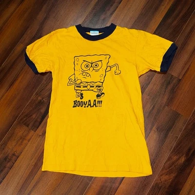 Pantalones cuadrados vintage Bob Esponja ¡Booyaa! Camisa Timbre Nickelodeon Dibujos Animados XS 2002 Foto 1 de 4