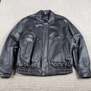 Chaqueta de cuero Context vintage para hombre XL negra bombardero militar vuelo años 50 deporte - Imagen 1 de 12