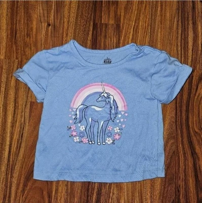 Camiseta de manga corta unicornio azul para niños talla 2T Foto 1 de 4