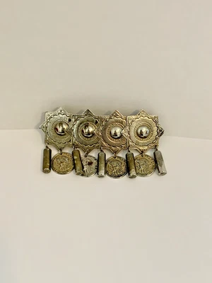 VTG REPUBLIQUE FRANCAISE Coin Silver Metal Hair Clip French Dangle Etched Boho - Image 1 of 4