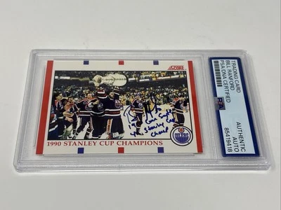 1990-91 Score B. Ranford 签名 Oilers 签名 PSA 亲笔签名卡 Conn Smythe 4xCUP — 第 1/3 张图片