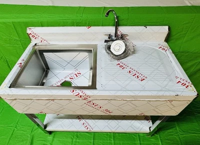 Stainless Steel Freestanding Sink 1.2m/120cm / Single Bowl + Right Hand Drainer - Image 1 of 4