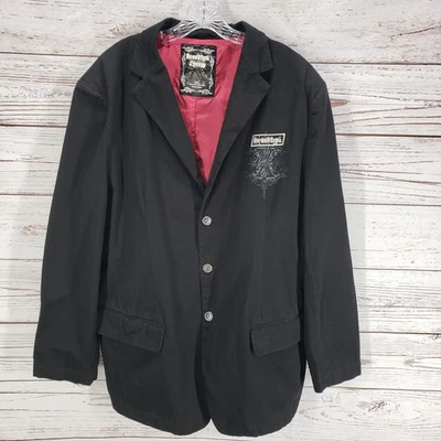 Chaqueta Blazer Brooklyn Express Para Hombre Negro Algodón Bordado León XXL Foto 1 de 4