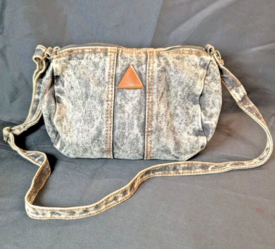 Women's Vintage 80s Black Acid Wash Denim Jean Shoulder Bag Adjustable Strap  - Image 1 of 4