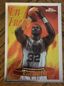 1996-97 Topps Chrome Karl Malone En Fuego Season’s Best 4 Utah Jazz - Picture 1 of 2