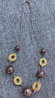 Vintage Louis Rousselet France glass & Plaited Straw Beads Necklace - Image 1 of 4