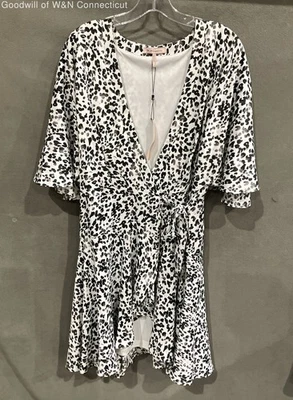 Vestido para mujer Bcbg Generation blanco/negro estampado animal alto-bajo talla 10 regular Foto 1 de 4