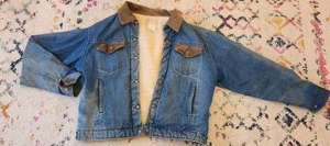Giacca jeans vintage uomo SADDLE KING western sherpa cowboy denim indossata 44 REG LARGE - Foto 1 di 12