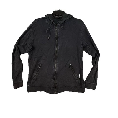 Moletom com capuz Hugo Boss azul marinho desbotado zíper completo masculino tamanho G - Imagem 1 de 4