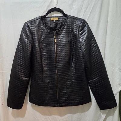 Chaqueta acolchada Valerie Stevens para mujer negra con cremallera frontal manga larga talla M Foto 1 de 4