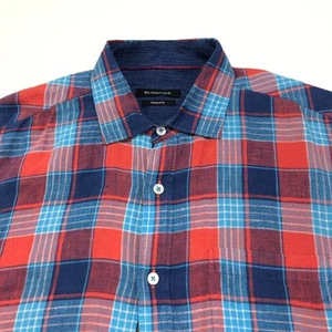 Camisa Bugatchi 16/36.5 100% Lino Ajuste Botón LS Cuadros Informal Cuello - Imagen 1 de 14