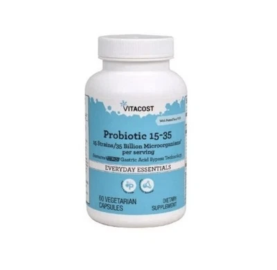 Пробиотик Vitacost 15-35 15 штаммов 35 миллиардов КОЕ† 60 растительных капсул - 4/2027 - Изображение 1 из 2