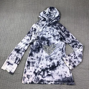 Sudadera con capucha vintage Y2K Twisted Heart para mujer grande de terciopelo púrpura tie dye corazón con cuentas - Imagen 1 de 24