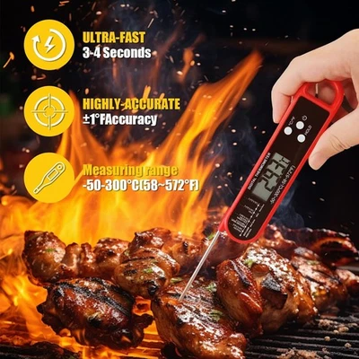Foldable Meat LCD Digital Thermometer Probe Cooking Temperature Kitchen Food BBQ - Bild 1 von 4