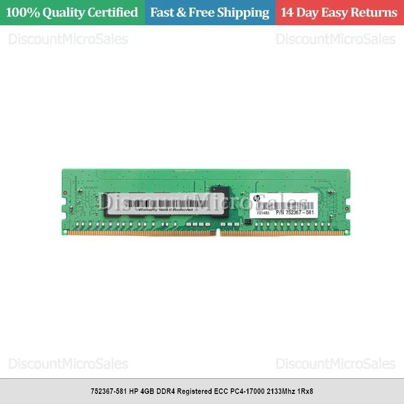 752367-581 HP 4GB DDR4 Registered ECC PC4-17000 2133Mhz 1Rx8 - Image 1 of 1