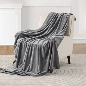 Fleece Blanket Twin 60"x80" Grey - 300GSM Soft Cozy Plush Fuzzy Flannel Bed B... - Picture 1 of 7