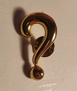 Question Mark Pin Brooch Gold Tone Lapel Enamel Collectible D17 - Picture 1 of 5