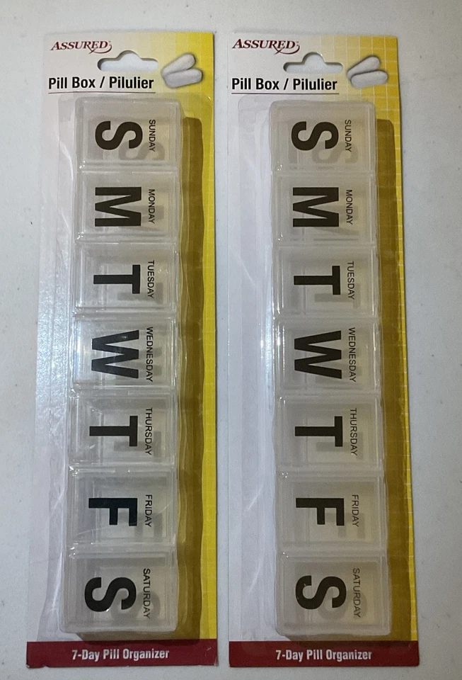 7-дневная коробка для таблеток органайзер для лекарств большие отсеки упаковка 2 шт. - Изображение 1 из 1