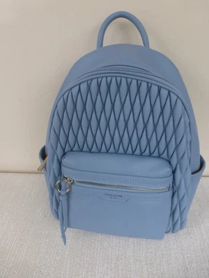 David Jones Paris Blue Faux  Leather Backpack Rucksack Bag - Image 1 of 4