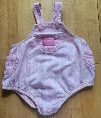 Mameluco vintage Oshkosh bebé niña talla 6/9 m rosa blanco a rayas burbuja por favor leer Foto 1 de 4