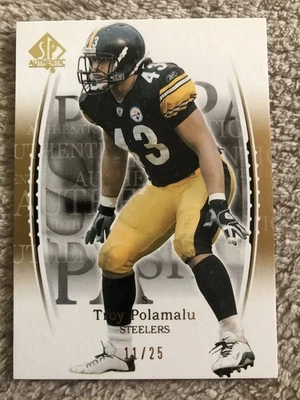 TROY POLAMALU 2003 SP Authentic Gold Rookie RC /25 #120 Steelers USC RARE - Image 1 of 4