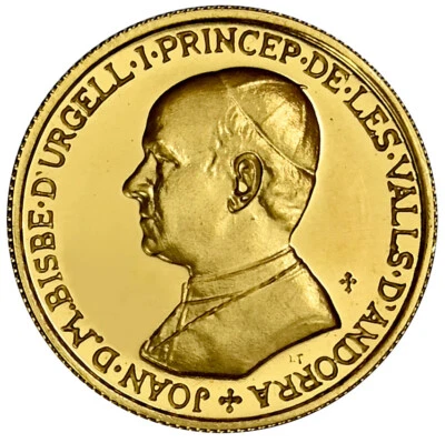 ANDORRA 100 Diners 1987 Gold BU 'Joan D.M. Bisbe D’Urgell I' Rare!   - Image 1 of 2