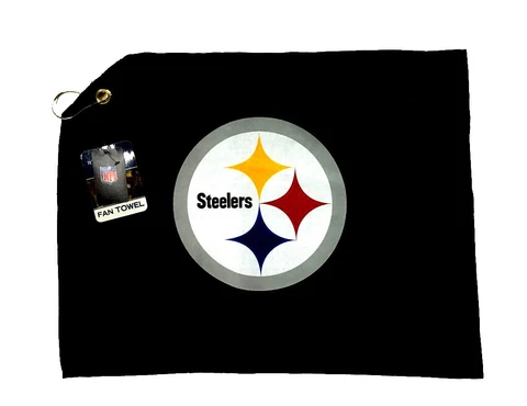 NFL Pittsburgh Steelers Black Golf Towel Team Color Logo 15" x 18" 100% Cotton Cover