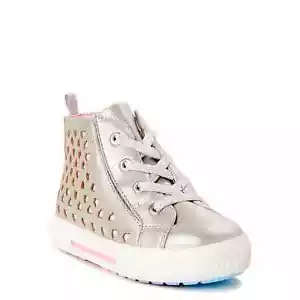 Wonder Nation Baby Mädchen GRÖSSE 6 (14 BIS 18) MONATE herzhoher Sneaker, SILBER - Bild 1 von 11
