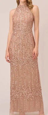 Adrianna Papell 女式令人惊叹的串珠礼服,16 码,彩色玫瑰金 — 第 1/4 张图片