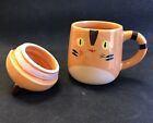 Coffee Mug Orange Tabby Cat with sealed lid. Anime art, looks like Catbus