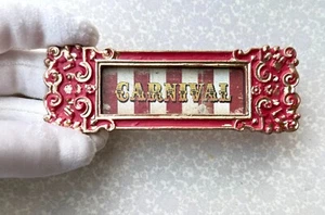 Dollhouse Miniature LONG Fun CiRCuS Carnival Sign red & Whited Striped GOLD TRIM - Bild 1 von 4