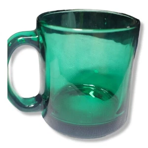 Vintage Emerald Green Glass Coffee Mug with Clear Accents  Made in the USA - Picture 1 of 24