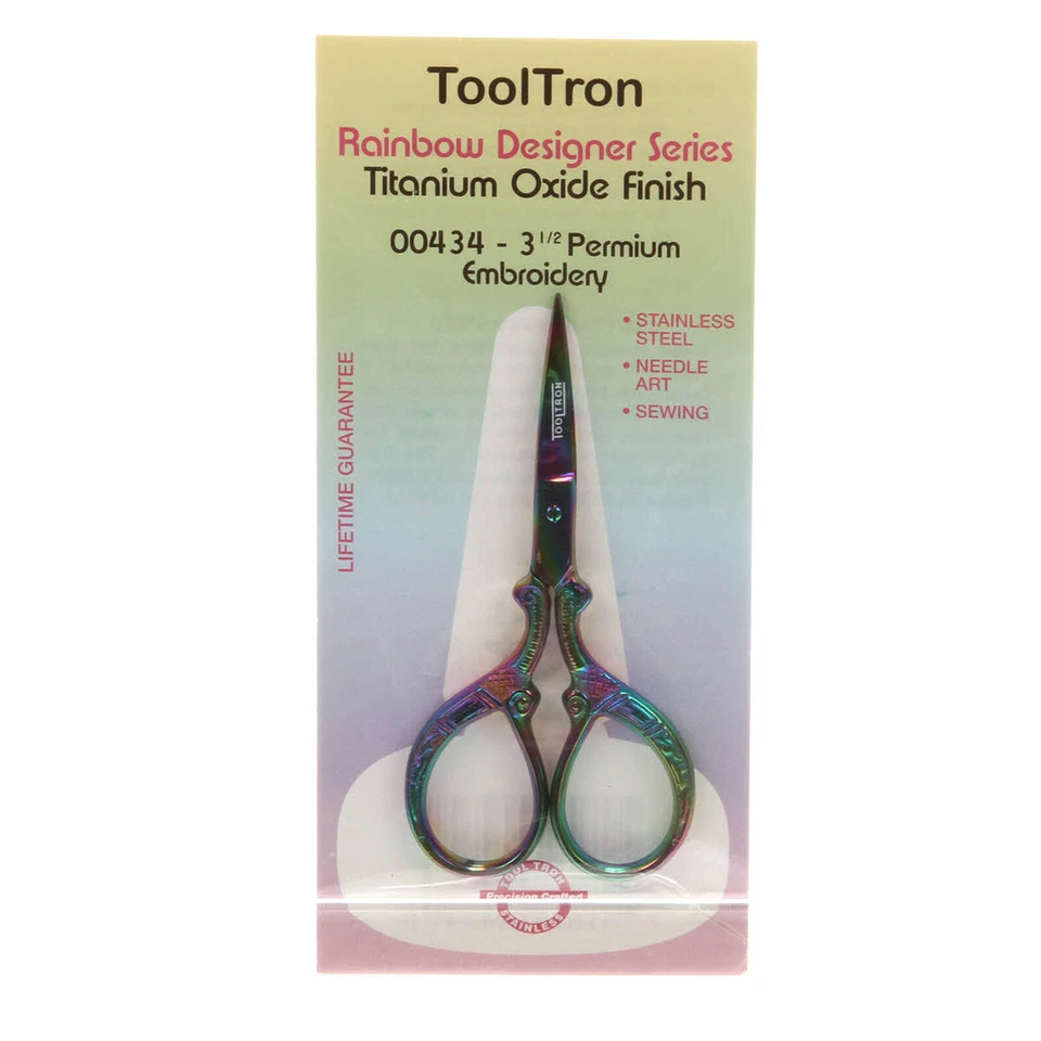 ToolTron 3 1/2 Inch Rainbow Titanium Oxide Finish Premium Embroidery Scissors - Image 1 of 1