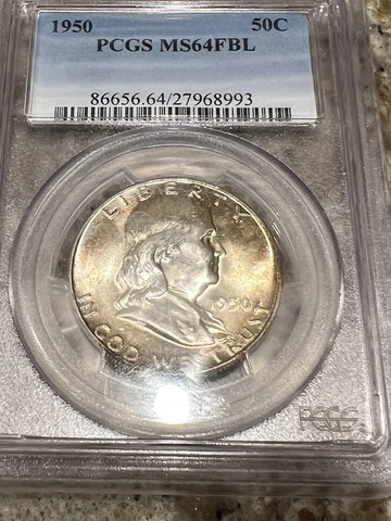 1950 P Franklin Half Dollar PCGS MS64FBL 🌟Collector Case Coin🌟Spectacular 🌟 Cover