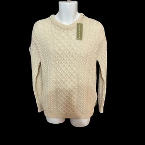 Rue Saint Patrick Zopfmuster Pullover Made In Ireland Kammgarn Wolle Herren Gr. M - Bild 1 von 6