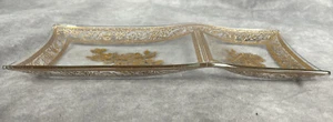 Vintage Mid Century “Georges Briard Liked” Gold Rose Design Glass Dish Tray - Picture 1 of 6