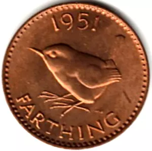 1951 UNITED KINGDOM FARTHING IN RED UNCIRCULATED CONDITION ~ stk e123 - Bild 1 von 4